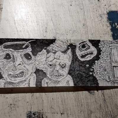 For almost 2 years I've been drawing on a 200 foot receipt roll. Here is a small chunk of it!