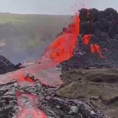 People in Iceland are just casually hanging out on an active volcano