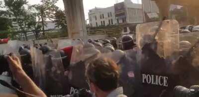 Protest to not recognise the Myanmar coup at the Myanmar Embassy in Bangkok turns into riot as the police shows up