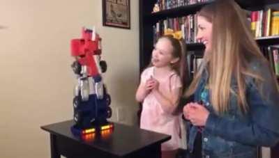Little girls shocked gift.
