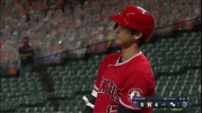 Ohtani takes a pitch dead center down the middle and starts to walk to first as if it's ball 4.