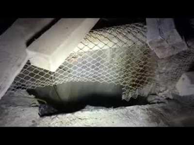 Throwing a piece of metal down a 1,000+ ft. deep bore hole in abandoned mine.
