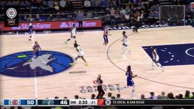 [Highlight] Paul George blocks Karl-Anthony Towns at the rim and then throws an alley-oop to Ivica Zubac