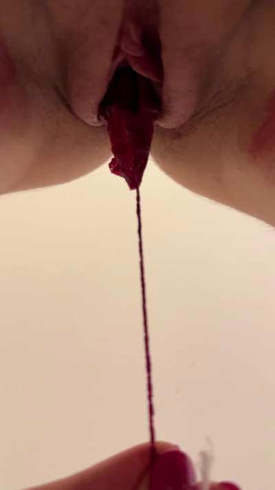 Bloody Mary Day: removing my bloody tampon, pissing, washing my pussy with soap and jetting hot water until I’m red, puffy, and clean 1/4