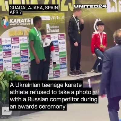 Ukrainian teen karate athlete wins bronze in Spain — walks off podium to avoid photo with “neutral” Russian