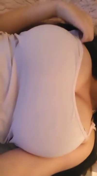 Bored Latina flashing her big tits