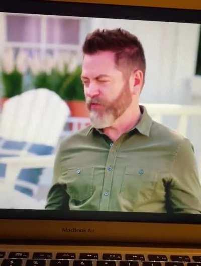 I’m watching “Making It” and a lady was building a bell pepper cabinet, and then this happened. I love Amy and Nick so this was a kick.