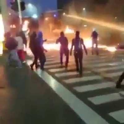 Clashes between the police and the public in Medellin, Colombia: