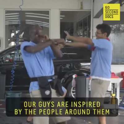 Автомойка где работниками являются аутисты. В кратце, ребята получают удовольствие от однообразной работы и проявляют внимание к своим клиентам. Они не сидят на ежедевении, а зарабатывают сами!