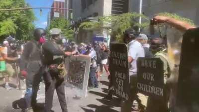 Absolute Unit Interrupts Battle Between ANTIFA and Proud Boys