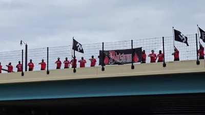 Florida Nazis seen doing a chant over a highway overpass