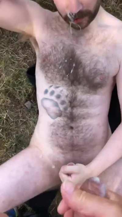 Cum hungry otter blasts load after tasting daddy's load in public