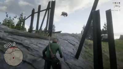 [RDR2] A bear started flying!