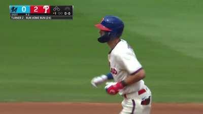[Highlight] Turner blasts a 2 run Homer on the second pitch from the Marlins to put the Phillies up 2-0.