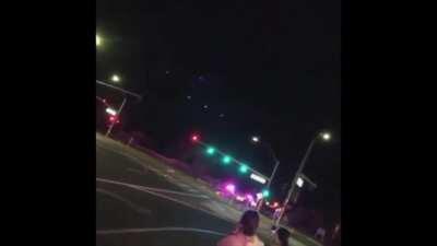 Truck missing a tire tries to run from the cops.