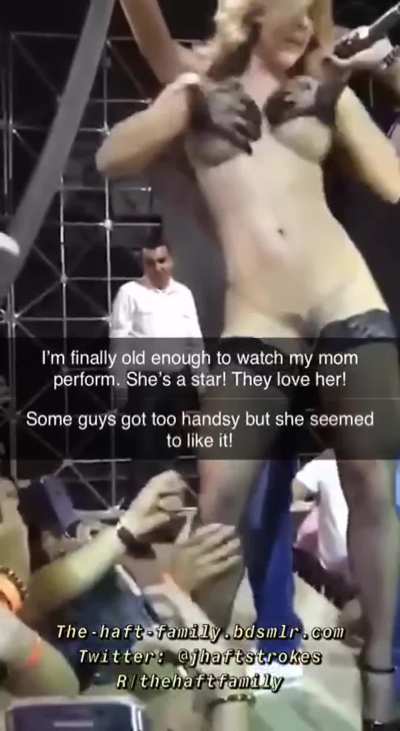 THE CAPTION SAYS IT ALL. Sure me and m0m are quite normal about nudism and p0rn and casual touch and fun. but when I first went to her club she been working for years, I saw a totally different person on the stage. My m0m has quite the reputation in the c
