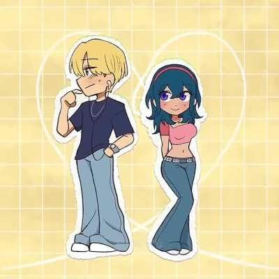 Byleth and Dimitri in a 2000's AU (Dimileth by sushiirushii)