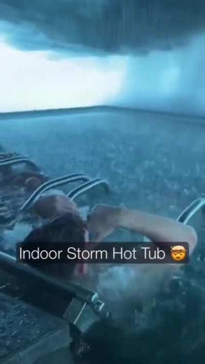 This spa/hot-tub room simulates being in a thunderstorm
