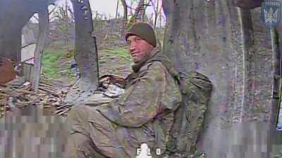Russian Soldier sits and waits for Ukrainian Drone to get him  (Pokrovsk direction)