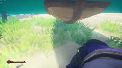 Get the rowboat near the shore, sprint swim while going under it