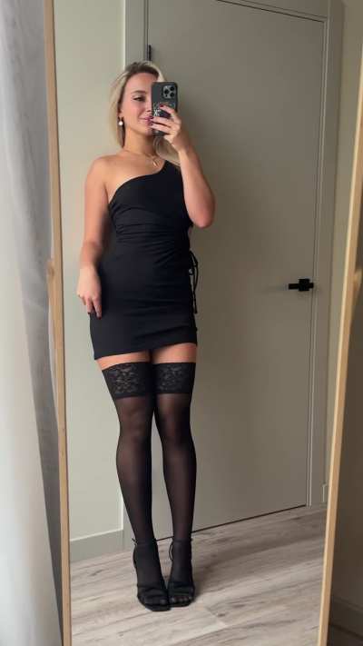 Black stockings are always a great combination to a dress