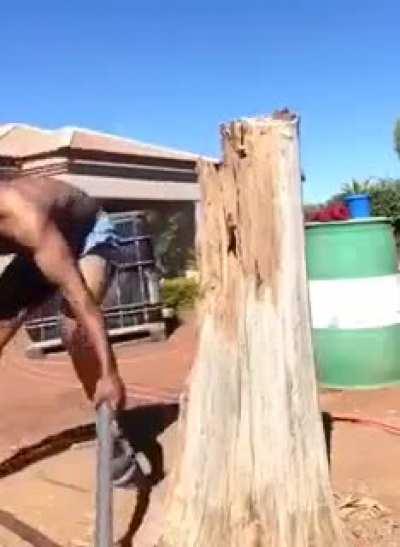 What could go wrong chopping wood in sandals