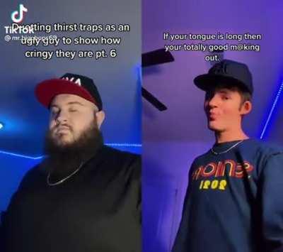 So dude basically shows that most of videos like that is cringe if you don't have attractiveness for it to be thirst trap. Chad