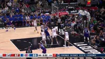 [Highlight] Russ threads the flip pass on the break to Plumlee