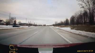 Driver ignores stop sign to merge in both lanes and almost causes accident. [OC]