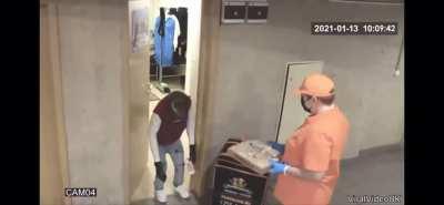 Pizza delivery man SHOCKED to see Joe at the door. Must be such a great day for such a big fan!!!