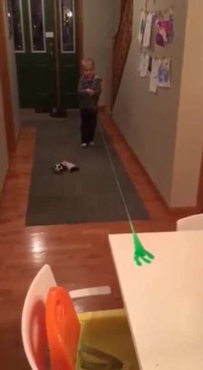 Kid learning physics the hard way