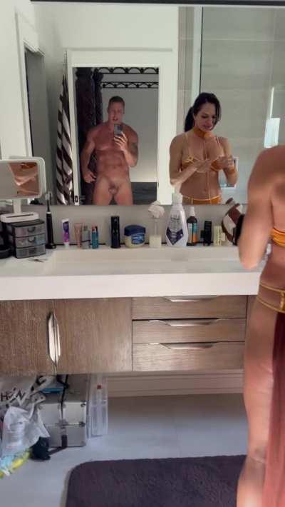 When I’m getting ready he always cums in the bathroom