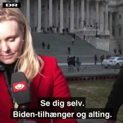 News reporter from Denmark are getting harassed by rioters next to Capitol