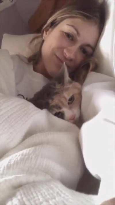 Cat Growls at Owner When Asked if It's Ready to Get Up