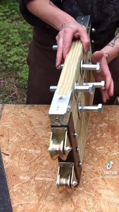 @.rustycage on tiktok is building his own self defense guillotine, Brandon please film a video with him!
