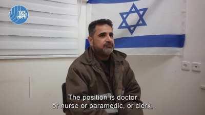 Shin Bet video of interrogation of the Kamal Adwan Hospital director, talking about Hamas' presence in the hospital