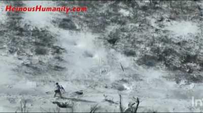 Russian soldier dodges Ukrainian drone 