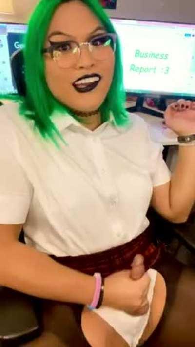 Would you let your Tgirl coworker jerk off?? 😜😘🤭