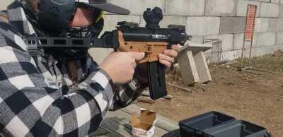 Winter rust 202: Little Deuce Deuce. Tiny foldable AR22, 25rnd EZ load magazine. Custom brace. Thermal set inserts for added strength. Extensively remixed Anderson lower and much more.