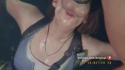 Jill deepthroating a huge cock [Artist: BulgingS]