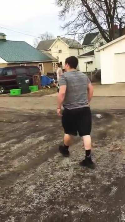 guy gets slammed (I think he has a seizure at the end im not sure can someone confirm that)