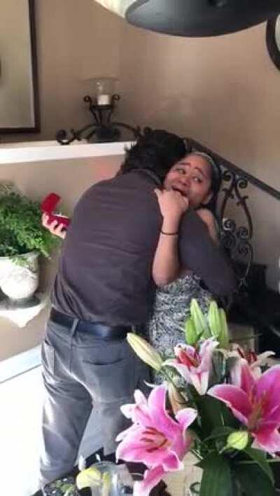 My (now) fiancé proposed. I cussed him out and was more excited about the box that lit up than the ring inside of it. Pretty stoked he didn’t revoke the offer.