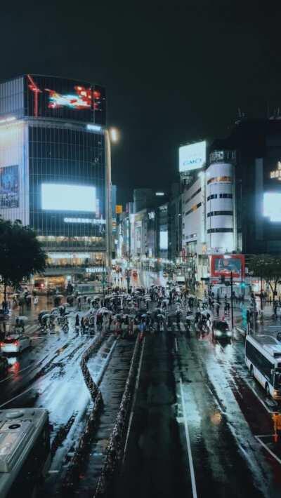 Shibuya in the rain last night