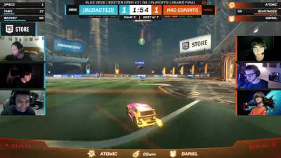 Atomic prejumps Daniel's crossfield pass and smashes it home