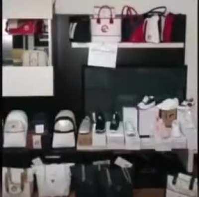 WCGW Woman selling knock-off clothing on Facebook caught by police while streaming sales video.