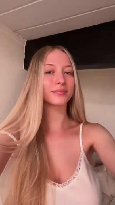 Can't see much, but hanging heavy for a change instead of pushed up to her chin