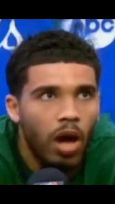 Jayson Tatum Slips Up In Post Game News Conference And Can't Control Himself