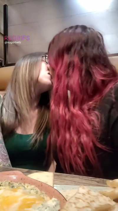 Took her out for dinner but couldn't stop kissing her at the table