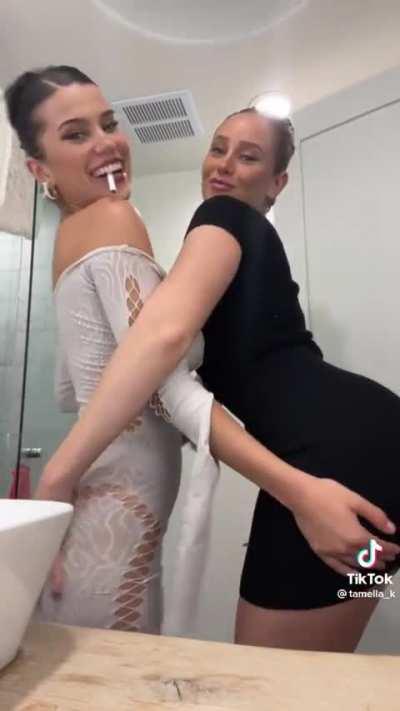 Cute brunette with friend