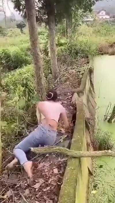 WCGW climbing branch of tree.